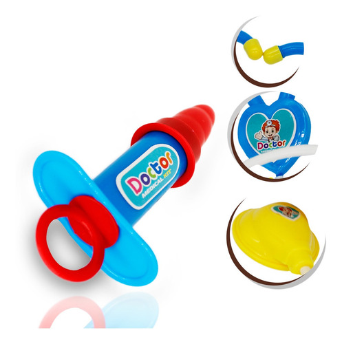Imagem 5 de 7 de Brinquedo Kit Medico Infantil Seringa Mascara Alicate Pinça