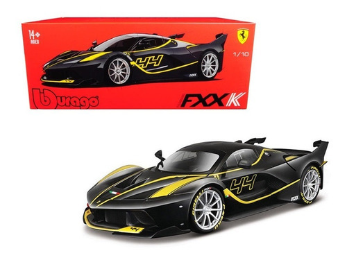 Ferrari Fxx K Black Yellow Model Supercar Escala 1:18 Burago Color Negro Con Amarillo