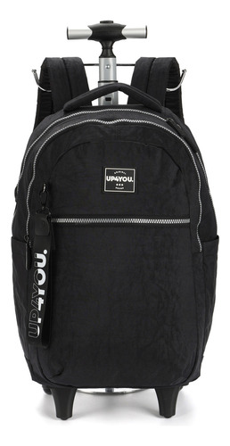 Mochila Mochilete Escolar Up4you Notebook  Chaveiro Brinde Cor Preto Desenho Do Tecido Liso