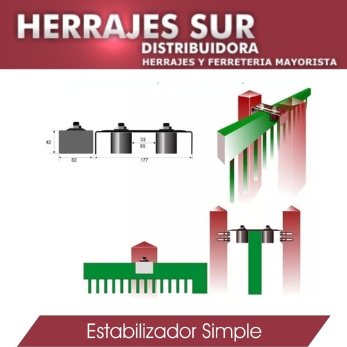 Imagen 5 de 9 de Estabilizador Simple Rodillos Porton Corredizo