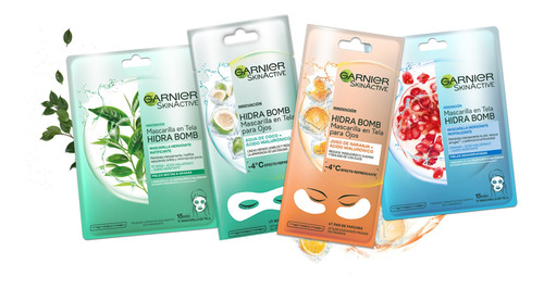 Kit Garnier 4 Mascarillas Faciales En Tela Ilumina E Hidrata