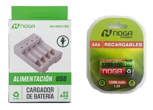 Cargador De Pila Noga Usb + 2 Pilas Triple A,  Ramos Mejia