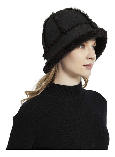 Gorro Piel Oveja Sanlykate, Gorro Redondo Cálido Piel Negro