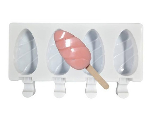 Molde Silicon Paleta 4 Cavidades Horno Repostería Color Blanco