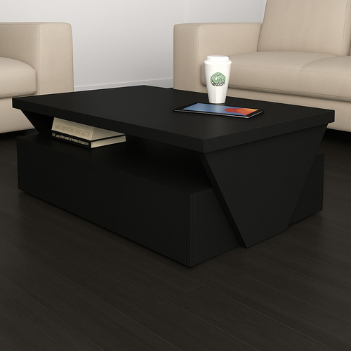 Mesa Moderna De Centro 90x45x40cm Para Sala O Estancia Negro