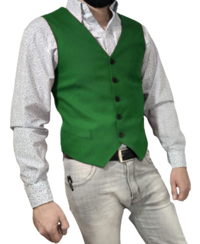 Chaleco Hombre Verde  De Vestir