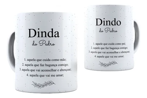 Kit 2 Canecas Batismo Padrinho Madrinha Batizado Dindo Dinda
