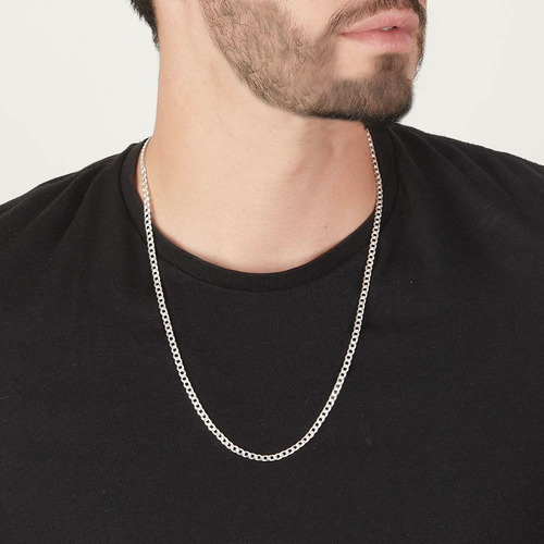 Cadena Hombre Barbada L 4mm-60cmplataley.925 Duodeluxejoyas®