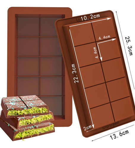 Pacote Com 2 Moldes Grandes Para Barra De Chocolate