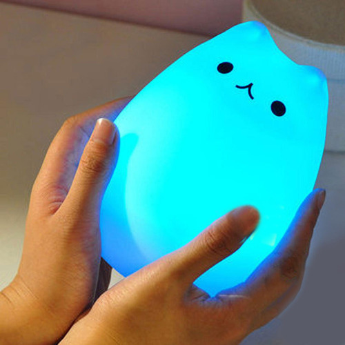Linda Lámpara De Gato, Luz Nocturna Para Niños, 7 Colores