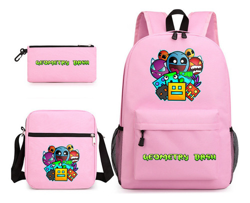 Mochila Escolar Geometry Dash Geometry Sprint De Tres Piezas