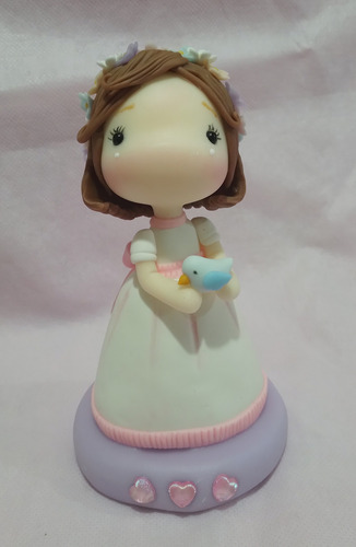 Adorno De Torta Nena De Comunión De Porcelana Fría