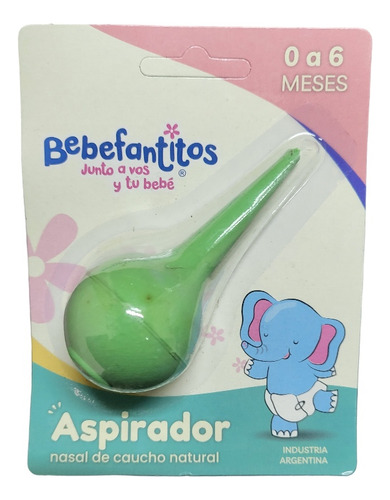 Bebefantitos Aspirador Nasal De Goma Pediátrico 0 - 6 Meses Color Verde