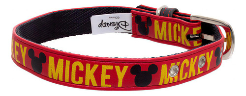 Collar Ajustable Perro Chico Mediano Mickey Mouse Color Rojo Negro