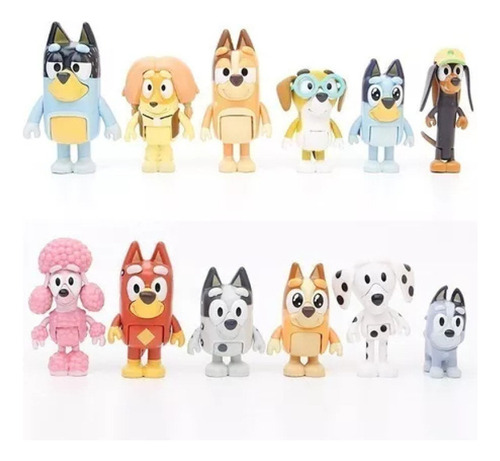 12pcs Bluey Familia Y Amigos Figura Modelo Juguete Regalo A