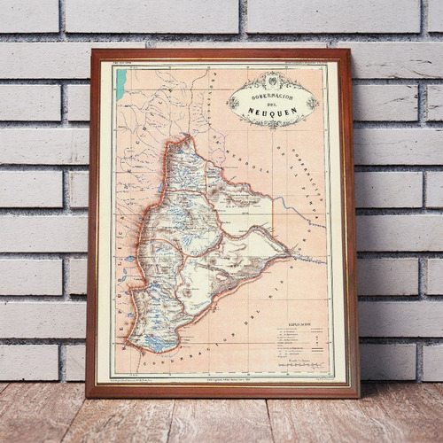  Antiguo Mapa Gobernación Del Neuquen 1887  En Cuadro