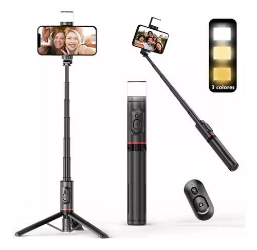 Selfies Stick Con Trípode Bluetooth Control Remoto Led