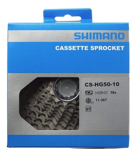 Cassette Shimano Deore 10v 11-36t Cs-hg50-10 Cantidad Máxima De Dientes 36 Cantidad Mínima De Dientes 11 Color Plateado