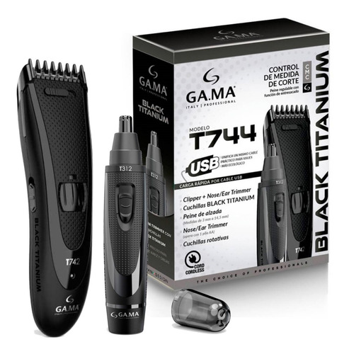 Cortadora De Pelo Gama T744 Black Titanium + Trimmer Nariz