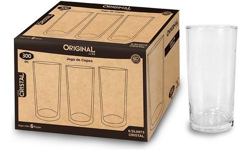 Jogo De 6 Copos 300ml Linha Cristal Transparente