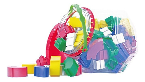 Brinquedo Monta Monta Educativo Blocos Pote 128pçs Maxi Toys