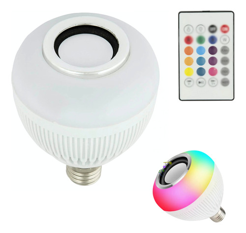 Lampada Bluetooth Com Caixa De Som E Led Rgb E Controle 12w