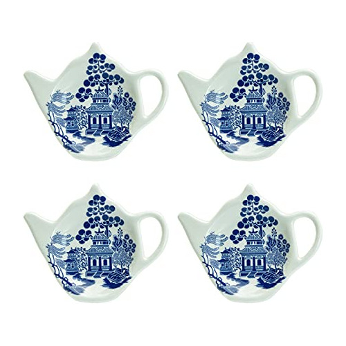 Tea Bag Caddy Holder, Set Of 4 (blue Willow)