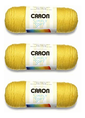 Caron Simply Soft Lemonade Yarn Paquete De 3 170 G/6 Oz