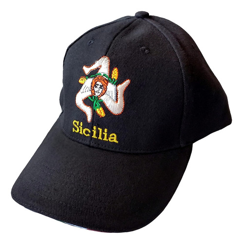 Gorra De Beisbol Con La Bandera De Sicilia En Negro - Som...