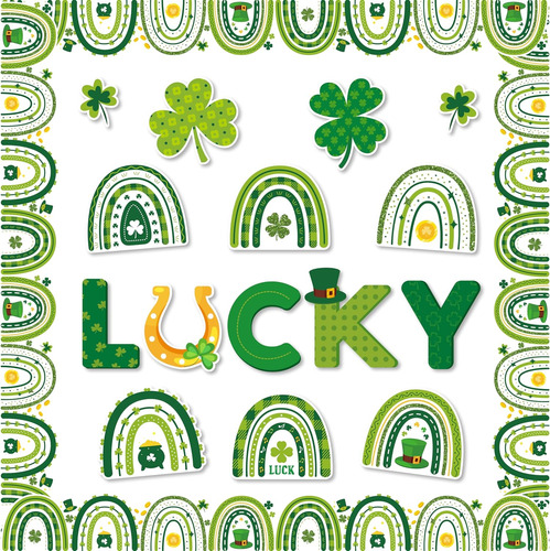 91pcs St. Patrick's Day  In Board Decorations Set Green...