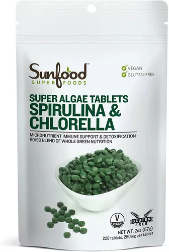 sunfood – Espirulina y Chlorella comprimidos, 2 onza