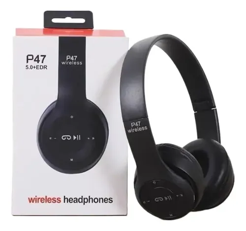 Fone P47 Headphone Estéreo Redução De Ruídos Bluetooth 5.4 Preto