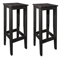 Comprar Combo 2 Banquetas Taburetes Comedor Silla Maciza Sajo Acabado de la estructura Negro Color Negro