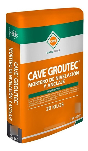 Cave Groutec,  Mortero Anclaje Y Nivelación, Saco 20 Kg 