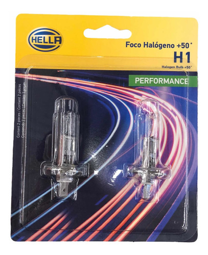 Set 2x Focos Halógeno +50 Hella Performance Bulbo 12v H1 55w