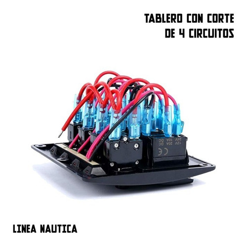 Imagen 2 de 5 de Tablero Con Corte X4 Circuitos Con Testigo Luminoso Nautico