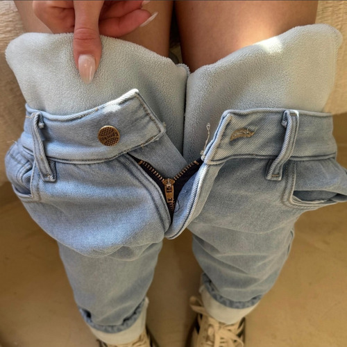 Jean Mom Fit Frizado Rígido Dama Kapri