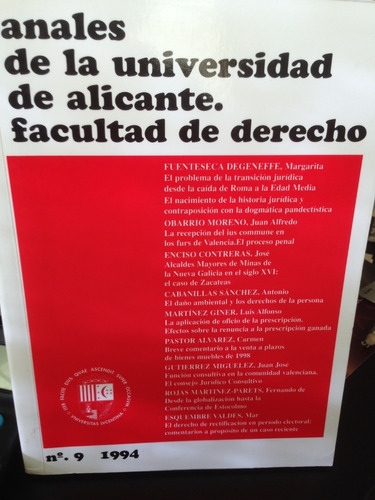 Anales De La Universidad De Alicante, Facultad De Derecho 19