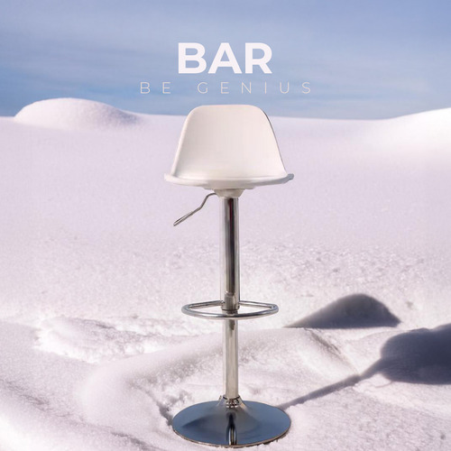 Silla De Bar Giratoria Con Reposapiés Y Respaldo Medio Cromado Blanco