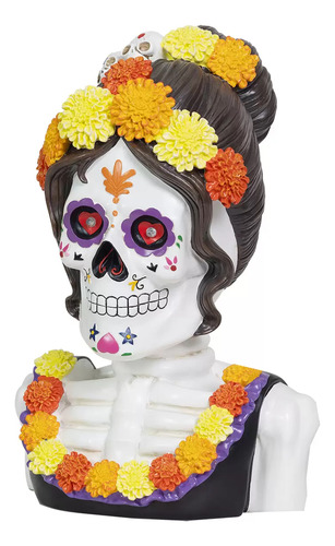 Figura Decorativa Dia De Muertos Catrina Con Luz Led