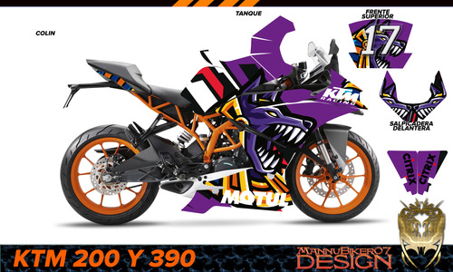 Stickers Ktm Rc200 Y Rc390 Antigua Calca Graficos D Uso Rudo