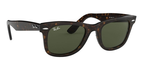 Imagen 3 de 4 de Anteojos de sol Ray-Ban Wayfarer Original Classic Standard con marco de acetato color gloss tortoise, lente green de cristal clásica, varilla gloss tortoise de acetato - RB2140