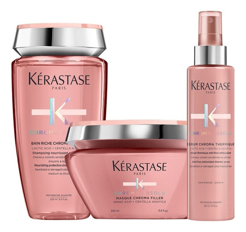 Kit Kerastase Chroma Absolu: Bain Cr Riche + Serum + Masque