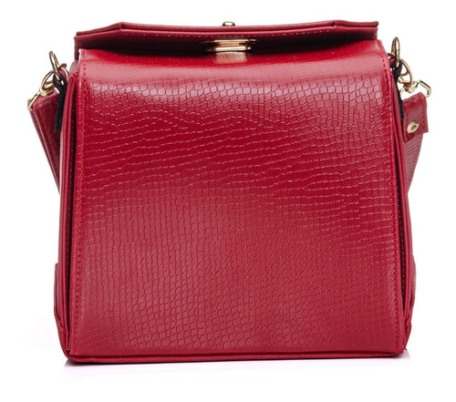 Bolsa Feminina Balada Alça Tiracolo Ajustavél Maravilhosa Cor Vermelho Desenho do tecido Croco