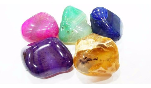 Coleção/ Kit 5 Pedras/gemas Ágatas Polidas Roladas Coloridas