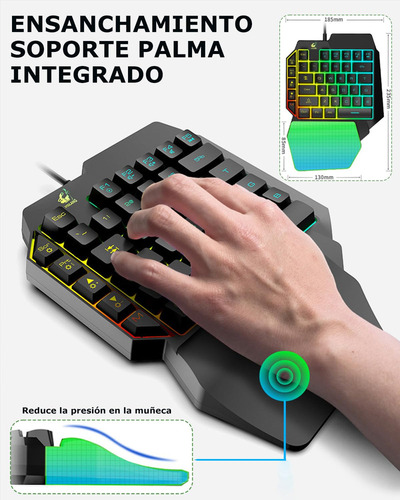 Yostyle Teclado Gaming Pequeño Para Una Mano Ergonomica,