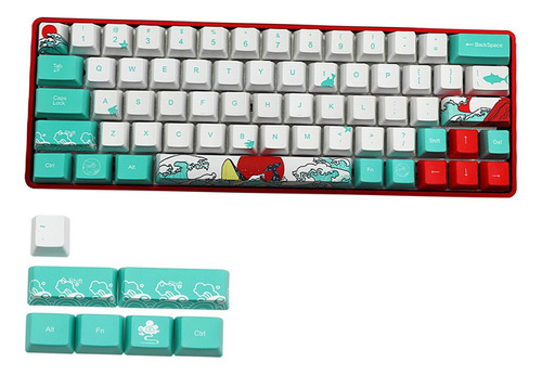 71key Coral Sea Ukiyo-e Dye-sub Pbt Keycaps Set Diy Para