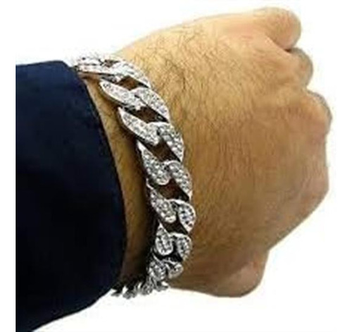 Charles Raymond Bling-ed Out Pulsera Cubana Con Reloj De Hip
