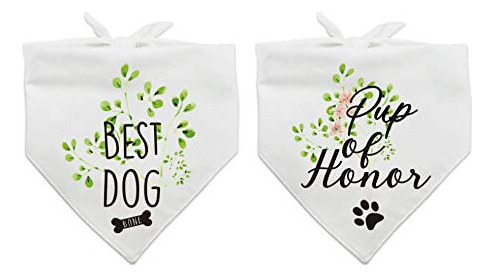 2 Piezas Pup Of Honor, Best Dog Wedding Dog Bandana, Bridal 