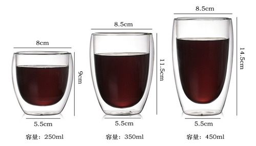 Taza De Té De Doble Capa De 80 Ml Taza De Café Transparente